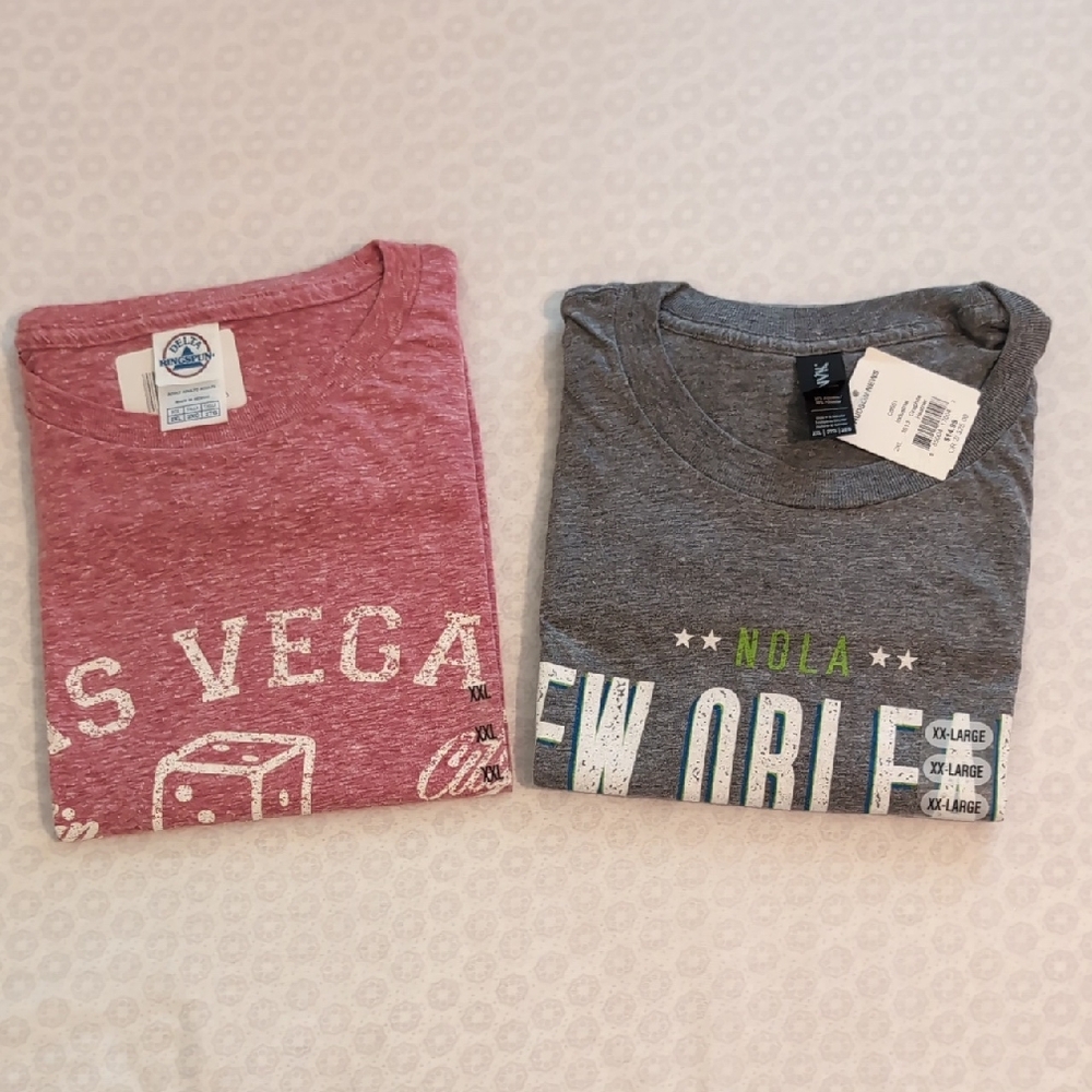 2 T-shirts SzXXL Las Vegas, New Orleans NWT Unisex (1 set of 2) by Delta, Anvil